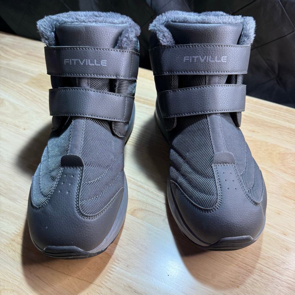 FitVille Men Extra Wide Winter Boots Insulated Warm Fur Lined Snow Boots Outdoor